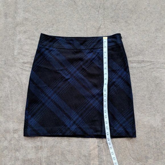 LOFT Navy Blue Plaid Mini Pencil Skirt NWOT - Picture 6 of 8